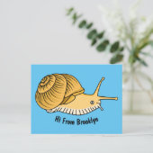 Cute yellow snail cartoon illustration briefkaart (Staand voorkant)