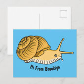 Cute yellow snail cartoon illustration briefkaart (Voorkant / Achterkant)