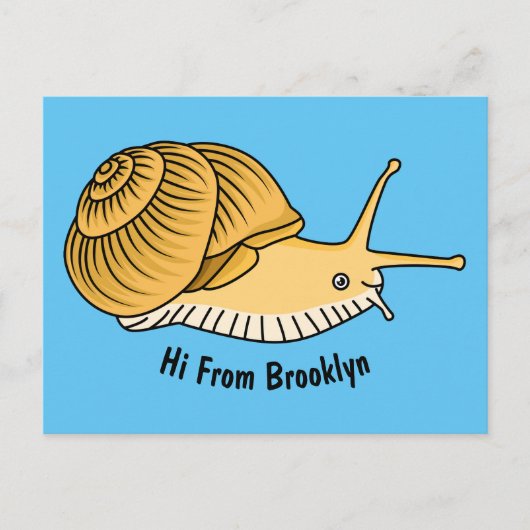Cute yellow snail cartoon illustration briefkaart (Voorkant)