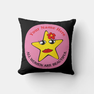 Cute yellow star Girl Power Vrouwen zijn prachtig Kussen