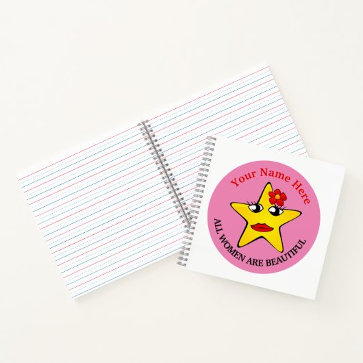 Cute yellow star Girl Power Vrouwen zijn prachtig Notitieboek (Binnen)