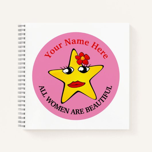Cute yellow star Girl Power Vrouwen zijn prachtig Notitieboek (Voorkant)