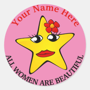 Cute yellow star Girl Power Vrouwen zijn prachtig Ronde Sticker