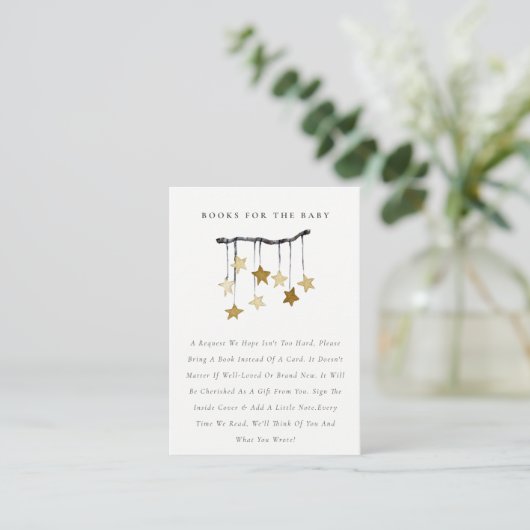 Cute Yellow Star Mobile Books voor Baby shower Informatiekaartje (Staand voorkant)