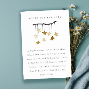 Cute Yellow Star Mobile Books voor Baby shower Informatiekaartje