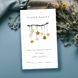 Cute Yellow Star Mobile Diaper Baby shower Raffle Informatiekaartje