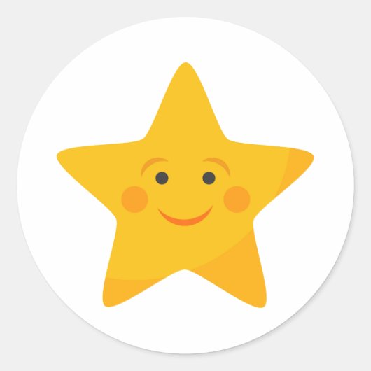 Cute yellow star ronde sticker (Voorkant)
