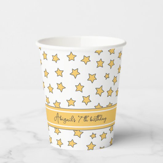 Cute Yellow Stars Pattern Kinderen van afgelopen d Papieren Bekers (Links)