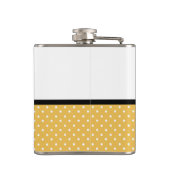 Cute Yellow Stippen Blue Roos Chevron Bow met naam Heupfles (Achterkant)