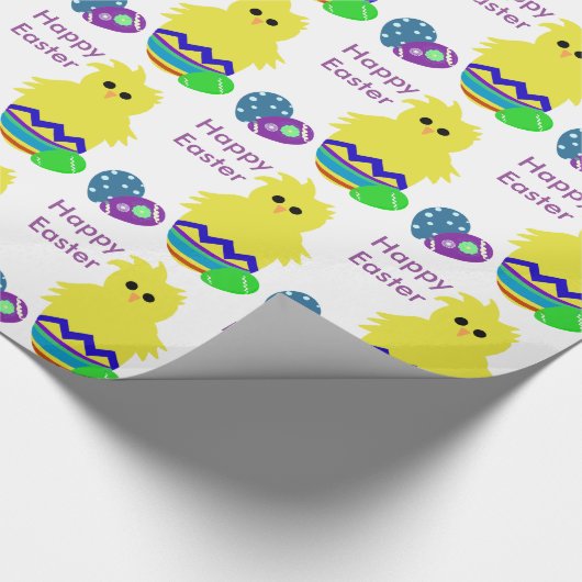 Cute Yellow Striped Chick Egg Cadeaupapier (Hoek)