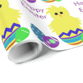 Cute Yellow Striped Chick Egg Cadeaupapier (Rol Hoek)