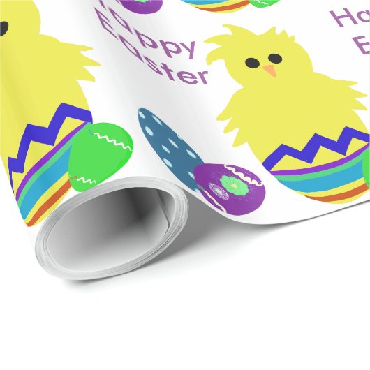 Cute Yellow Striped Chick Egg Cadeaupapier (Rol Hoek)