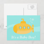 Cute Yellow Submarine, een jongen Briefkaart (Voorkant / Achterkant)