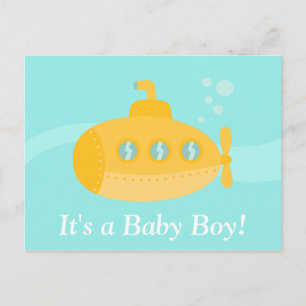 Cute Yellow Submarine, een jongen Briefkaart