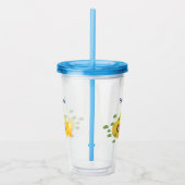 Cute yellow submarine fish cartoon illustration acryl drinkbeker (Rechts)