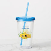 Cute yellow submarine fish cartoon illustration acryl drinkbeker (Achterkant)