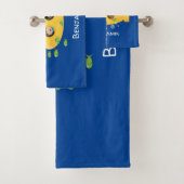 Cute yellow submarine fish cartoon illustration bad handdoek (Insitu)