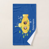 Cute yellow submarine fish cartoon illustration bad handdoek (Handdoek)