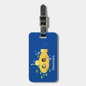 Cute yellow submarine fish cartoon illustration bagagelabel (Voorkant verticaal)