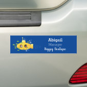 Cute yellow submarine fish cartoon illustration bumpersticker (Op auto)