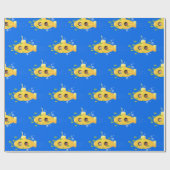 Cute yellow submarine fish cartoon illustration cadeaupapier (Vlak)