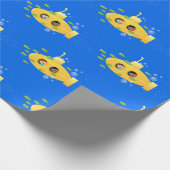 Cute yellow submarine fish cartoon illustration cadeaupapier (Hoek)