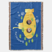 Cute yellow submarine fish cartoon illustration deken (Voorkant Verticaal)
