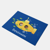 Cute yellow submarine fish cartoon illustration deurmat (Schuin)