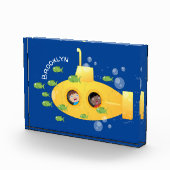 Cute yellow submarine fish cartoon illustration fotoblokken (Rechts)