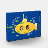 Cute yellow submarine fish cartoon illustration fotoblokken (Links)
