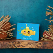 Cute yellow submarine fish cartoon illustration fotoplaat (Zijkant)