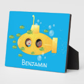 Cute yellow submarine fish cartoon illustration fotoplaat (Zijkant)