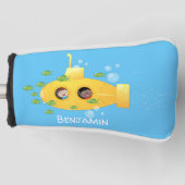 Cute yellow submarine fish cartoon illustration golfheadcover (Voorkant)