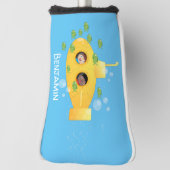 Cute yellow submarine fish cartoon illustration golfheadcover (Draai 90)