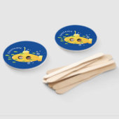 Cute yellow submarine fish cartoon illustration handwaaier (Niet-gemonteerd)