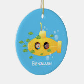 Cute yellow submarine fish cartoon illustration keramisch ornament (Rechts)