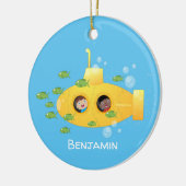 Cute yellow submarine fish cartoon illustration keramisch ornament (Links)