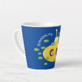 Cute yellow submarine fish cartoon illustration latte mok (Linkerhoek)