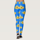 Cute yellow submarine fish cartoon illustration leggings (Achterkant)