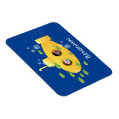 Cute yellow submarine fish cartoon illustration magneet (Rechterzijde)