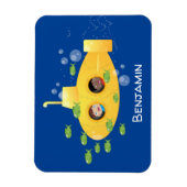 Cute yellow submarine fish cartoon illustration magneet (Verticaal)