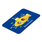 Cute yellow submarine fish cartoon illustration magneet (Linkerzijde)