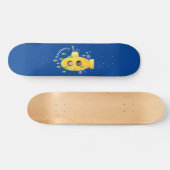 Cute yellow submarine fish cartoon illustration persoonlijk skateboard (Horizontaal)