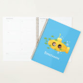 Cute yellow submarine fish cartoon illustration planner (Display)