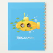 Cute yellow submarine fish cartoon illustration planner (Achterkant)
