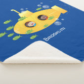 Cute yellow submarine fish cartoon illustration sherpa deken (3/4)