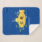 Cute yellow submarine fish cartoon illustration sherpa deken (Voorkant (horizontaal))