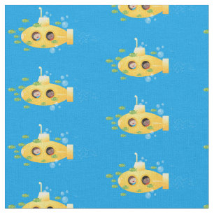 Cute yellow submarine fish cartoon illustration stof