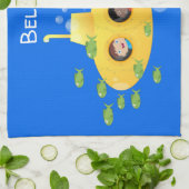 Cute yellow submarine fish cartoon illustration theedoek (Gevouwen)