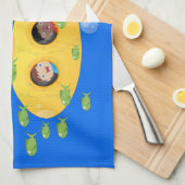 Cute yellow submarine fish cartoon illustration theedoek (Quarter Fold)